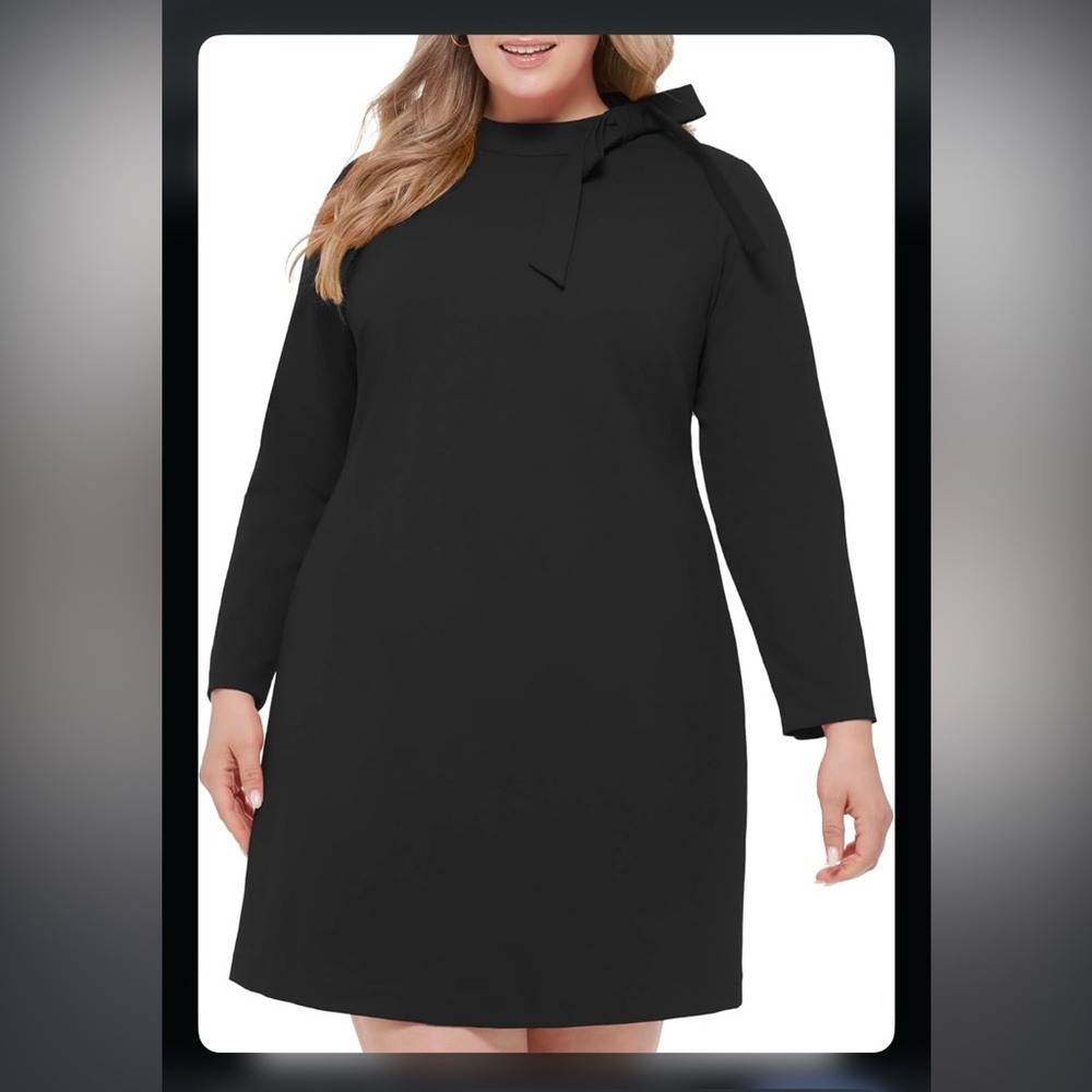 Calvin Klein Elegant Black Long Sleeve Dress NWT